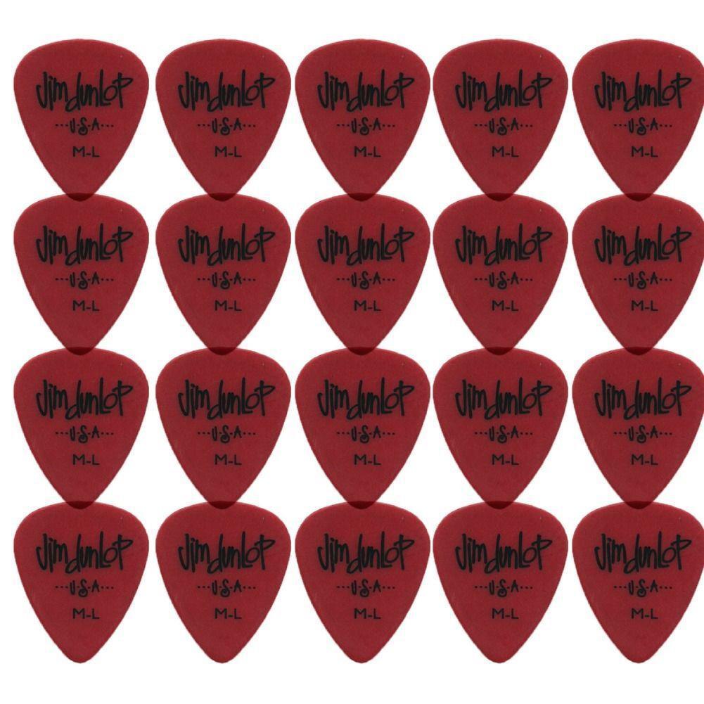 24 x Jim Dunlop Poly Medium Light Gauge Guitar Picks 479RML Plectrums Red