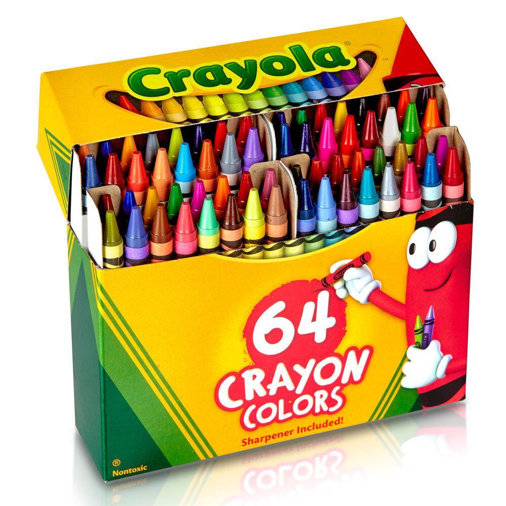 64 Crayola Crayon Box w/ Sharpener Colouring Drawing Arts/Craft Children 3y+