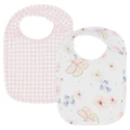 2pc Living Textiles Baby/Newborn/Children's Cotton Bibs Butterfly/Blush Gingham
