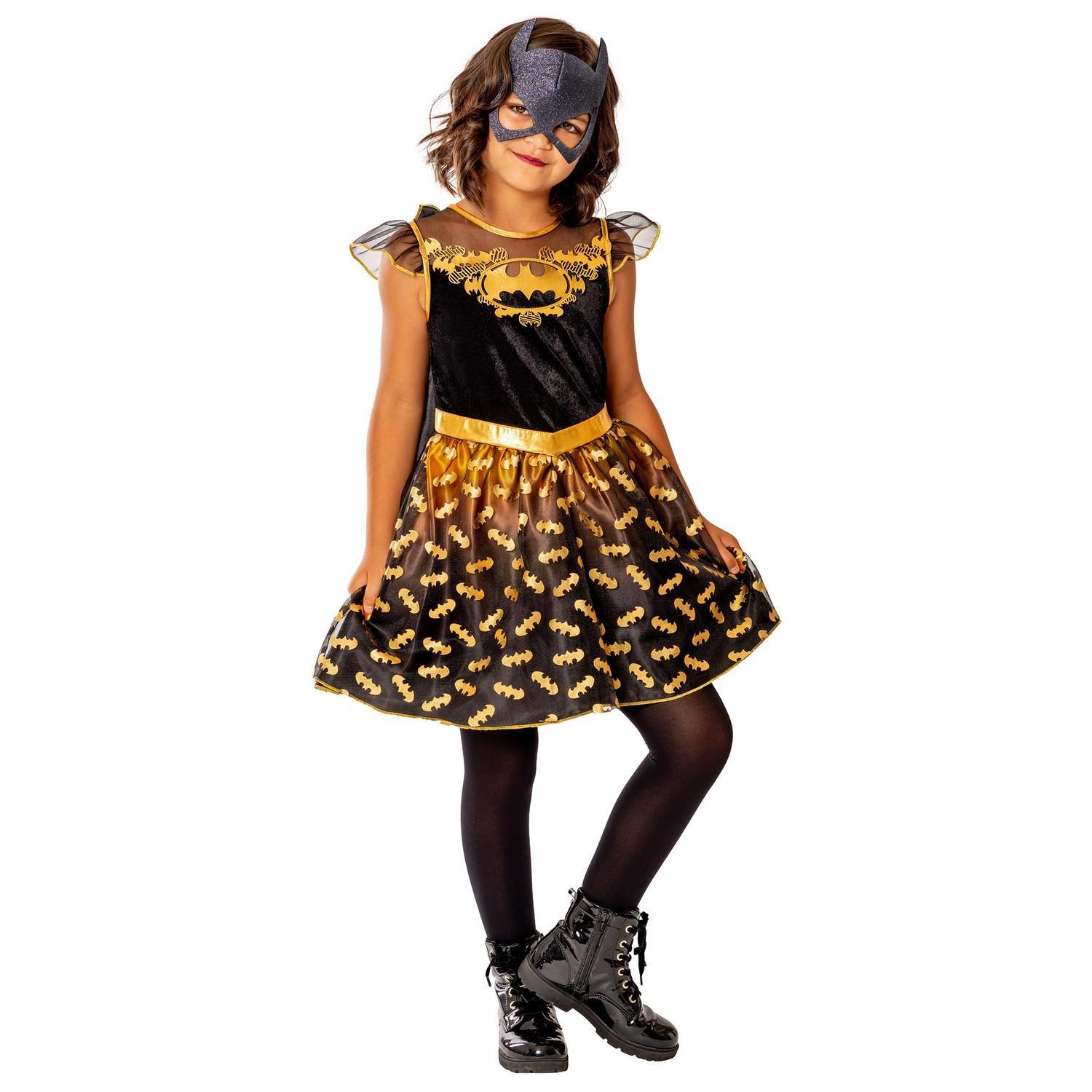 DC Comics Girls Deluxe Batgirl Costume Dress (Black) (7-8 Years)