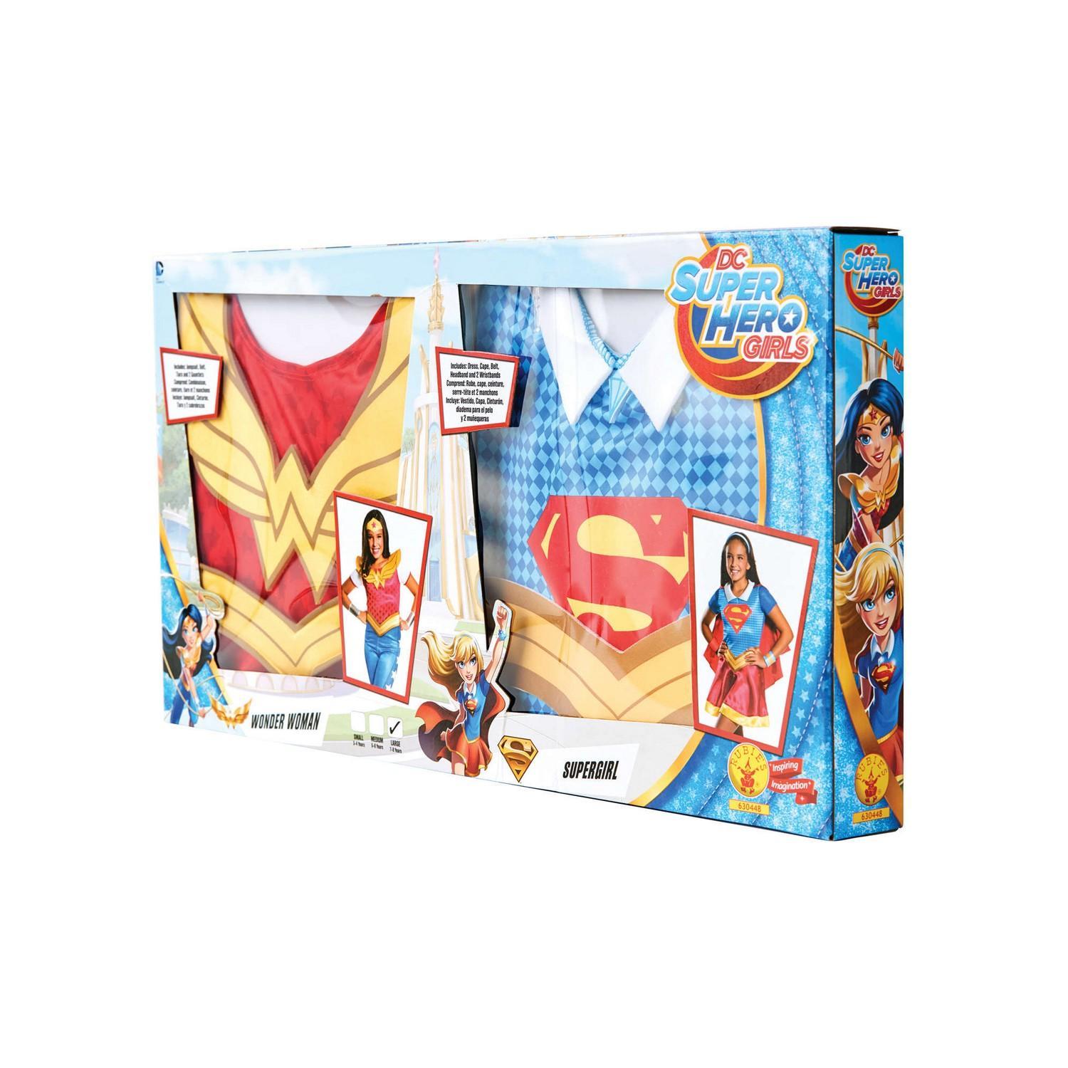 DC Comics Girls Superhero Costume Set (Pack of 2) (Blue/Red/Gold) (L)