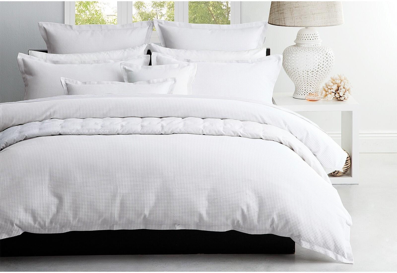 White Waffle Quilt Cover Set - Double