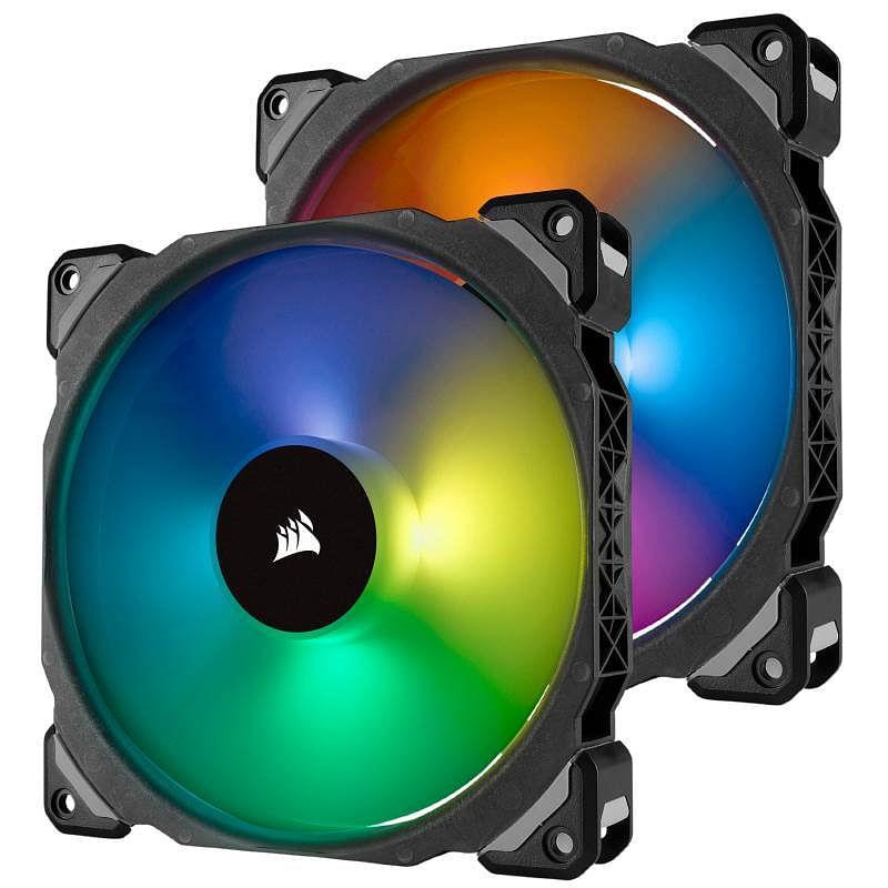 Corsair ML140 PRO RGB LED 140MM PWM Premium Magnetic Levitation Fan - Twin Fan Pack with Lighting Node PRO [CO-9050078-WW]