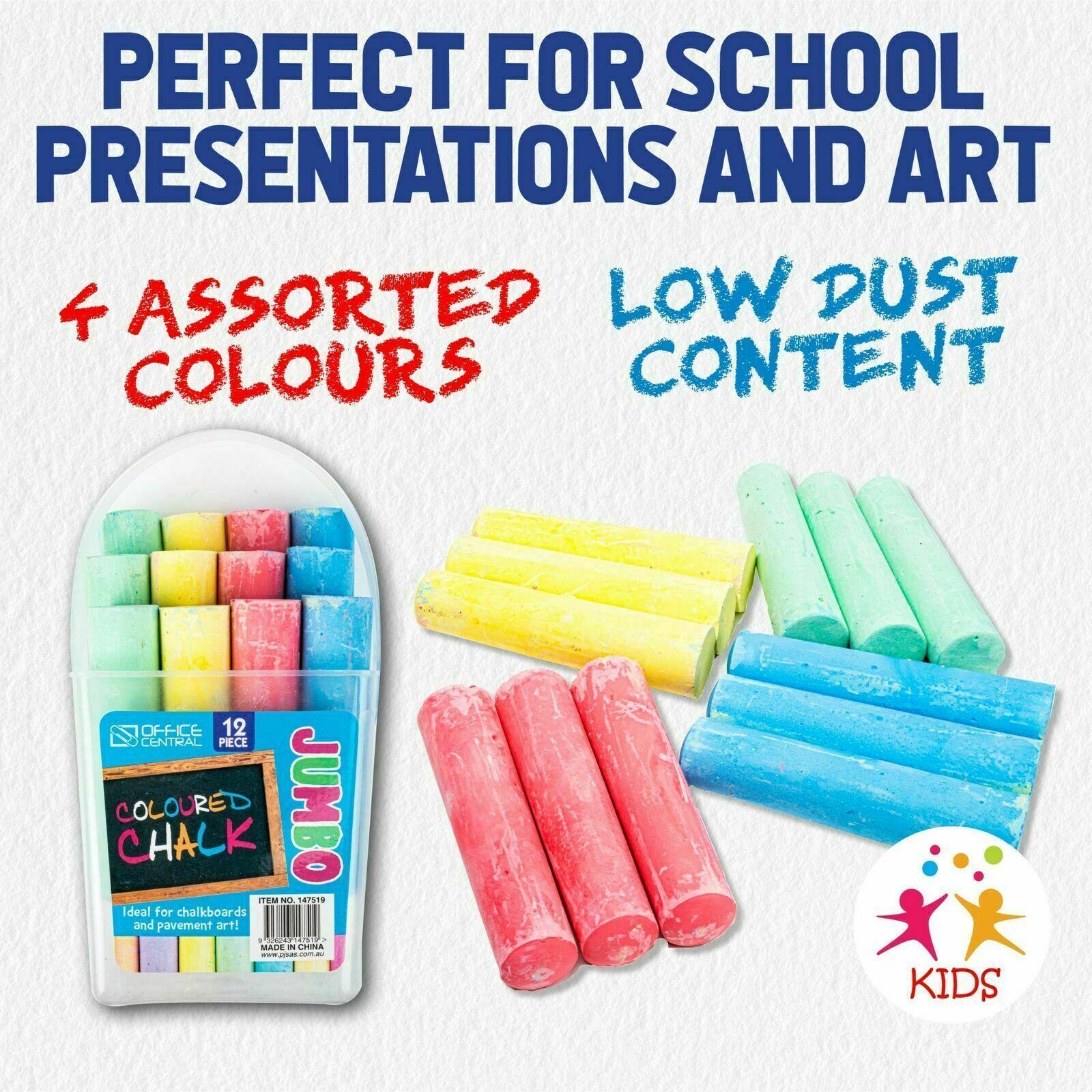 24PCE Durable Chalk Jumbo Coloured Value Pack Creative Kids Fun Bright Artistic