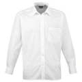 Premier Mens Long Sleeve Formal Plain Work Poplin Shirt (White) (14.5)