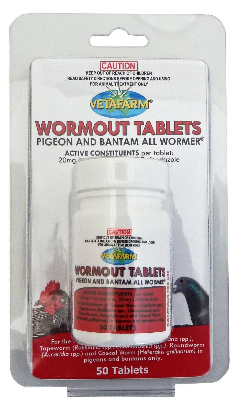 Vetafarm Pigeon and Bantam Wormout All Wormer Tablet 50 Pack