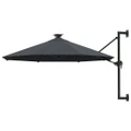 Wall-mounted Parasol with LEDs and Metal Pole 300 cm Anthracite vidaXL