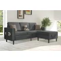 Advwin 3 Seaters Sofa with Ottomans flannel Linen Grey Couch