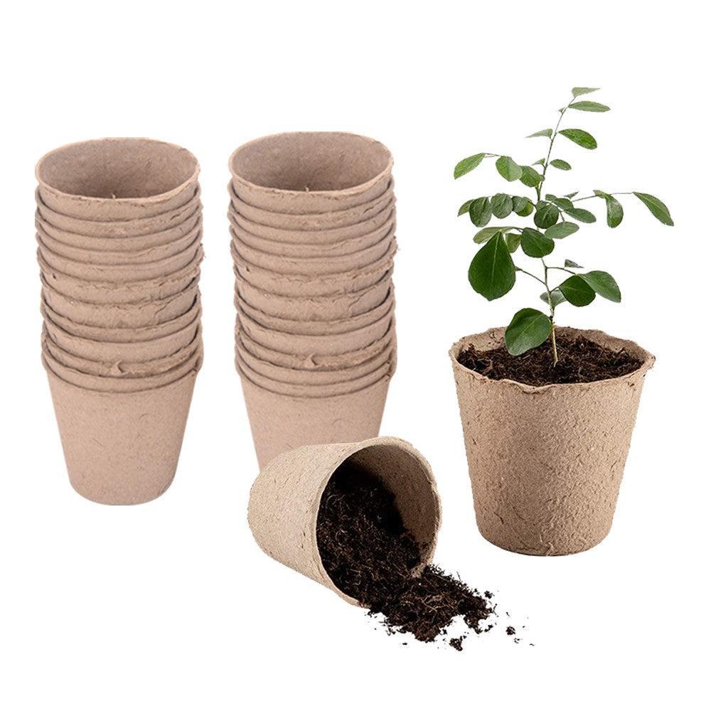 25Pcs Peat Pots Seedling Starters Cups Plant Vegetable Seed Tray Garden Planting Tool