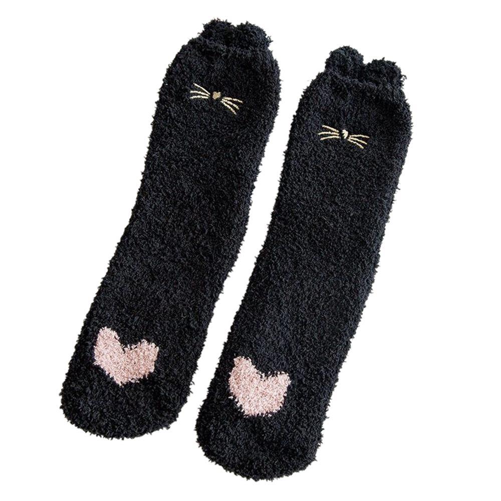GoodGoods 1 Pair Christmas Women Soft Socks Fluffy Warm Winter Cosy Lounge Bed Xmas Gifts (Black)