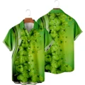 Goodgoods St. Patrick's Day Men Short Sleeve Button-up Shirts Irish Day Lucky Shamrock Top(A,2XL)