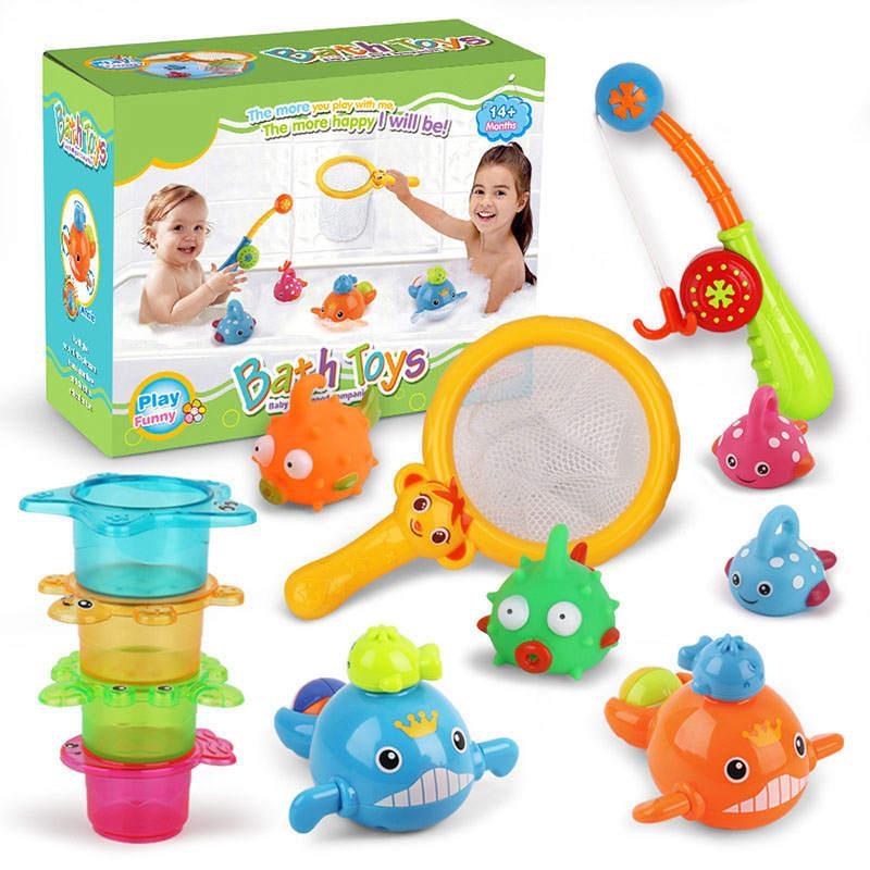 12Pcs Baby Bath Toys Fishing Games with Stacking Cups for 14 Months and up