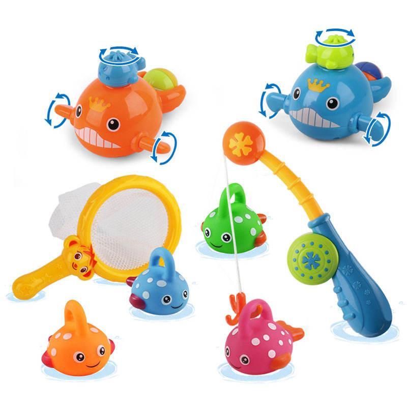 8Pcs Baby Bath Toys Fishing Games Swimming Whales for Age 18 Months and up