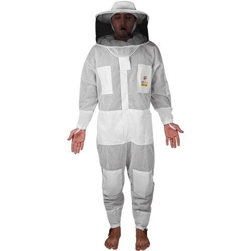 Ozbee Premium Full Suit 3 Layer Mesh Ultra Cool Ventilated Round Head Beekeeping Protective Gear Size 4Xl