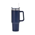 Vicanber Simply Modern Insulated Water Bottle With Straw Flip Straw Tumbler Travel Mug Cup With Handle For Women&Men(Navy Blue)