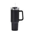 Vicanber Simply Modern Insulated Water Bottle With Straw Flip Straw Tumbler Travel Mug Cup With Handle For Women&Men(Black)
