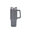 Vicanber Simply Modern Insulated Water Bottle With Straw Flip Straw Tumbler Travel Mug Cup With Handle For Women&Men(Gray)