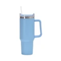 Vicanber Simply Modern Insulated Water Bottle With Straw Flip Straw Tumbler Travel Mug Cup With Handle For Women&Men(Light Blue)