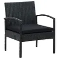 Garden Chair with Cushion Poly Rattan Black vidaXL