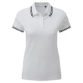 Asquith & Fox Womens/Ladies Classic Fit Tipped Polo (White/Navy) (S)