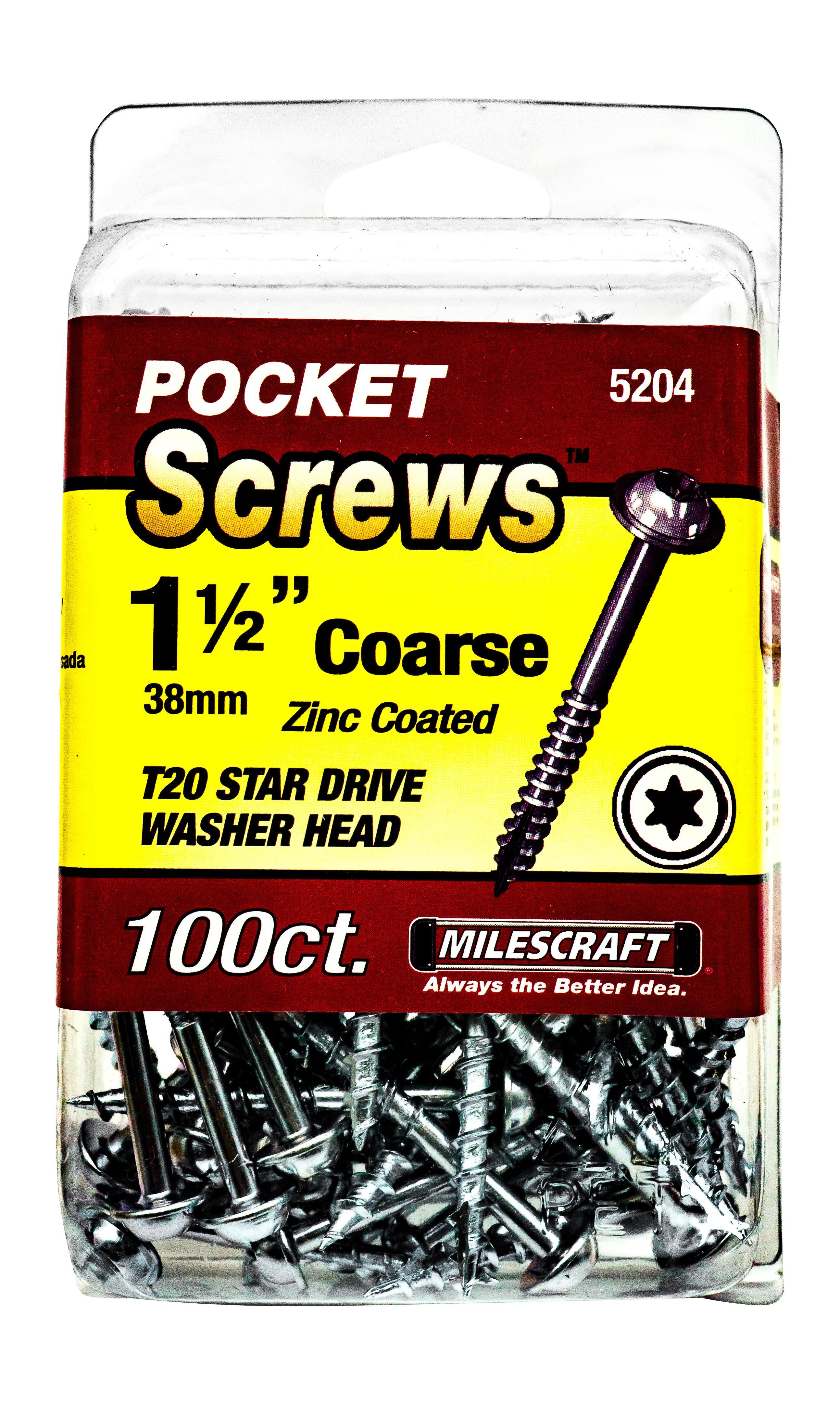 Milescraft Pocket Hole Screws Coarse 8Gx37mm Pk 100