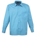 Premier Mens Long Sleeve Formal Plain Work Poplin Shirt (Turquoise) (20)