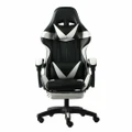 Gaming Chair Office Chair Computer Executive Chair Seating Footrest Racer [Colour: BLACK+WHITE]