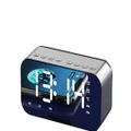 Alarm Clock Mirror Clock Digital Clock with Bluetooth Speaker FM Radio Phone Stand Mirror LED Display for Heavy Sleepers Adults, Alarm Clocks for Bedrooms - Black