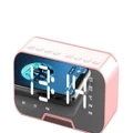 Alarm Clock Mirror Clock Digital Clock with Bluetooth Speaker FM Radio Phone Stand Mirror LED Display for Heavy Sleepers Adults, Alarm Clocks for Bedrooms - Pink
