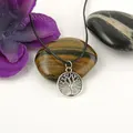Silver Tree of Life Pendant Black Leather Cord Choker Charm Necklace