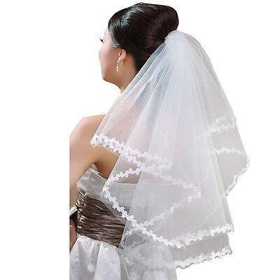 Wedding Dress Tulle Bridal Gown Net Flowers Edge Women Lace One Layer Soft Veil