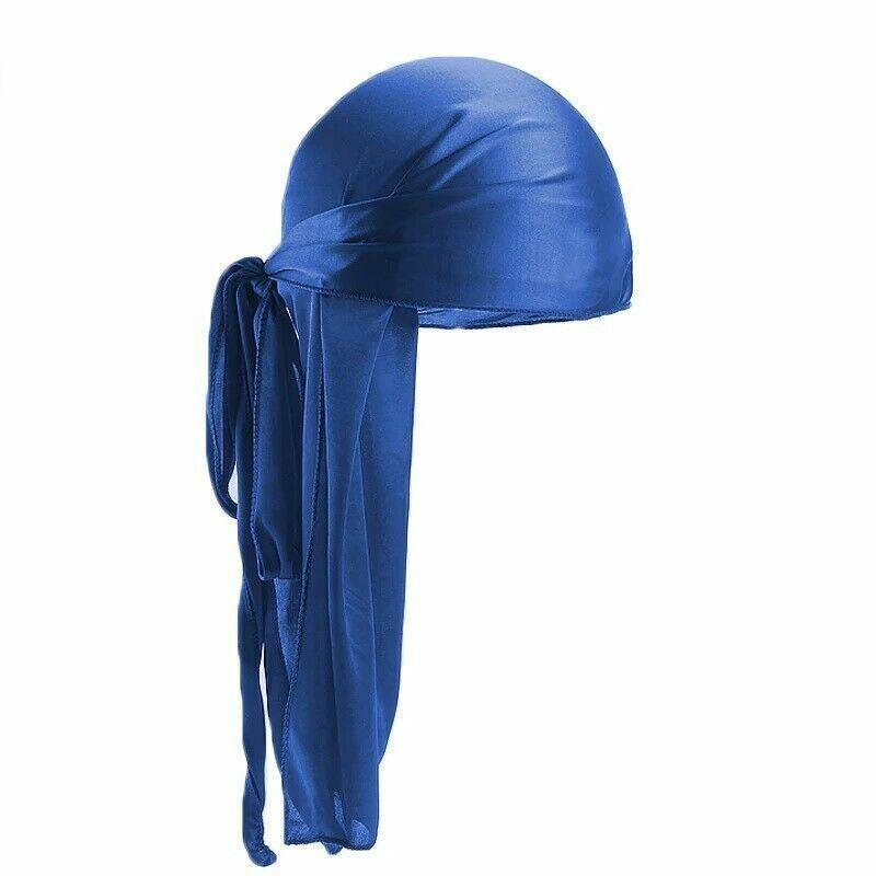 Silky Durags Du Rag Pirate Cap Doo Rag Skully Chef Sports Biker Hat Headwrap - Blue
