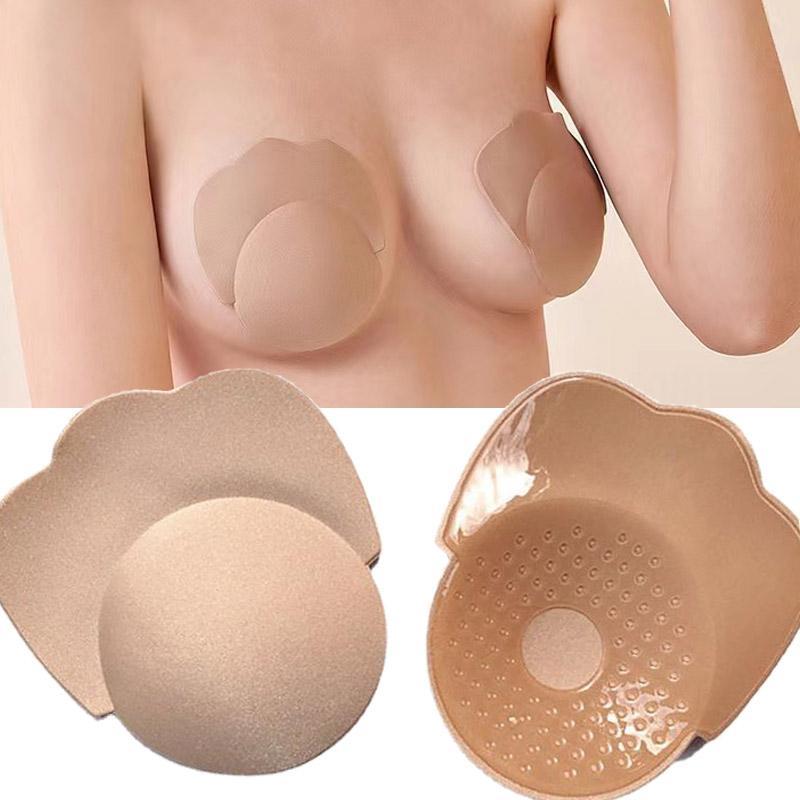 Reusable Women Breast Petals Lift Nipple Cover Invisible cat paw Adhesive Strapless Backless Stick Bra Silicone Stickers(Beige,L/XL)