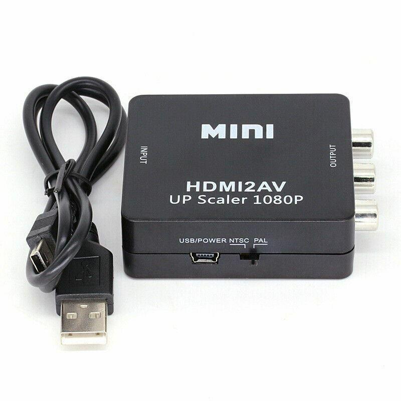 HDMI2AV Support NTSC PAL HDMI TO AV Scaler Adapter HD Video Converter Box HDMI to RCA AV/CVSB L/R Video 1080P Black