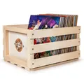 Prime Deal ! New Crosley Vinyl Record LP Storage Crate Natural Wood