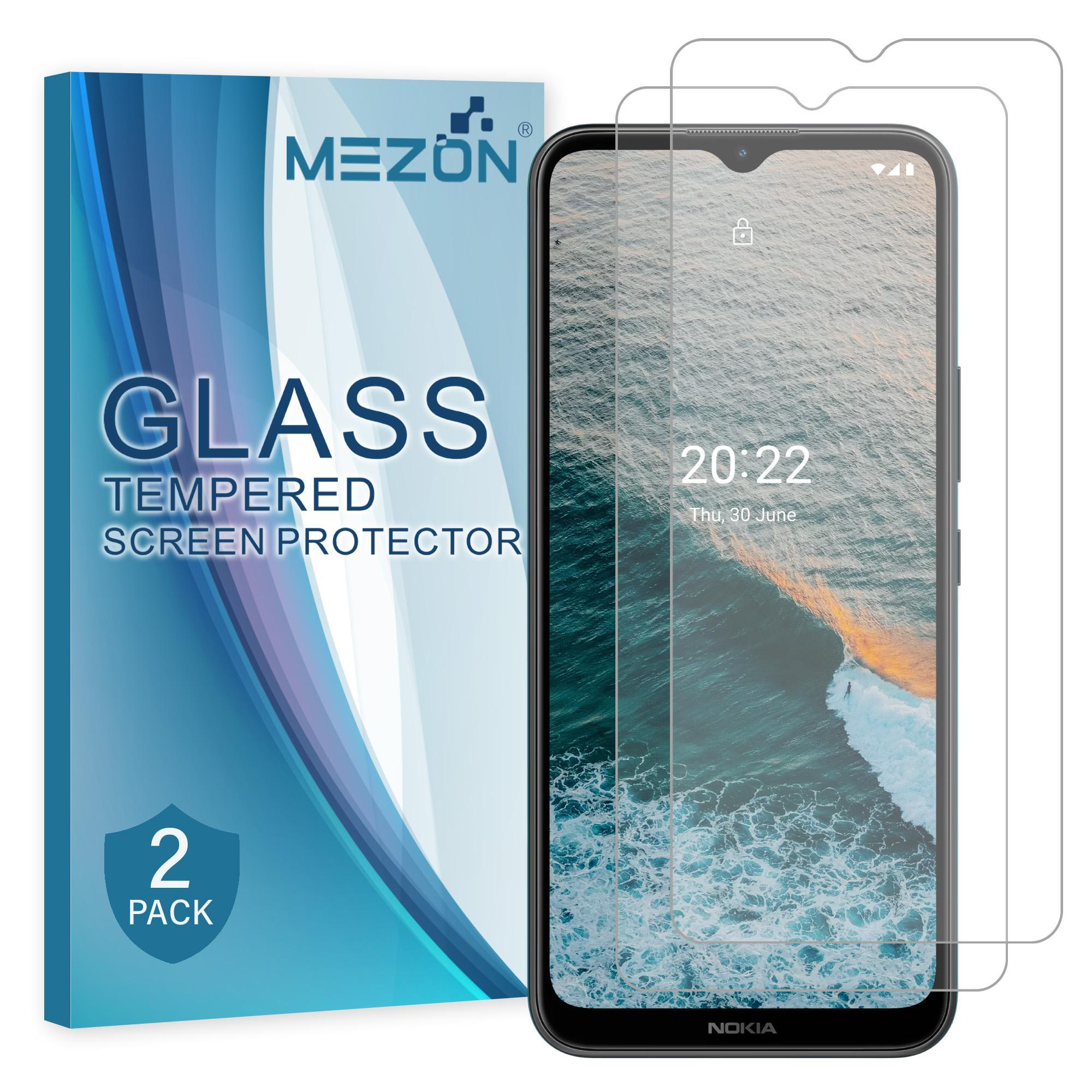 [Set of 2] Nokia C21 Plus Tempered Glass Crystal Clear Premium 9H HD Screen Protector by MEZON – Case Friendly, Shock Absorption (Nokia C21 Plus, 9H)