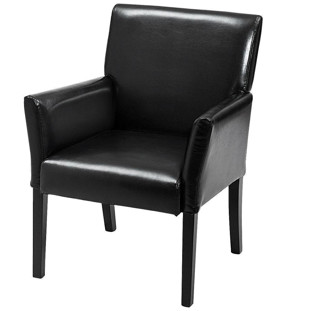 Giantex Executive Office Chair PU Leather Chair Reception Guest Seat w/Armchair & Upholstered,Black