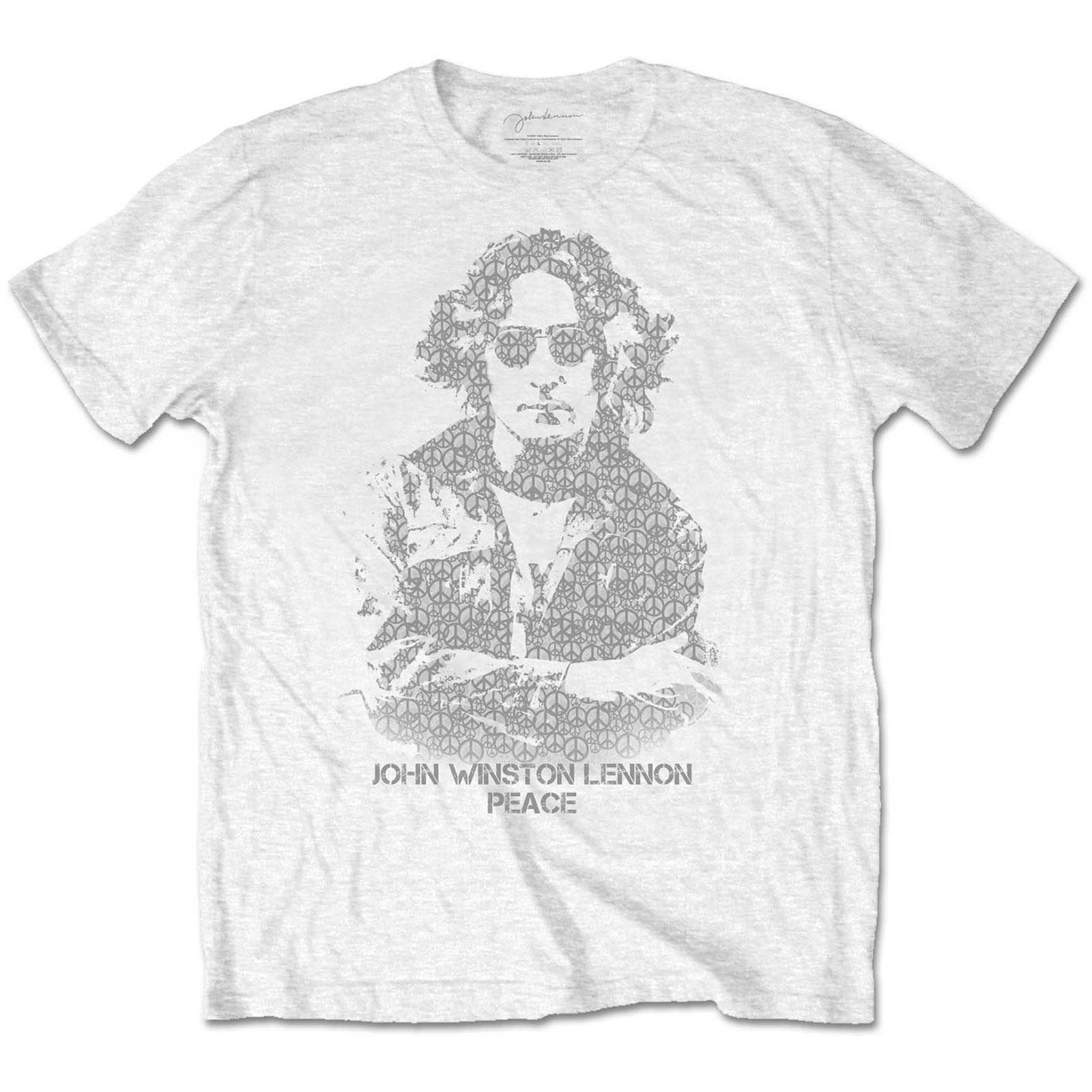 John Lennon Unisex Adult Peace Symbol Cotton T-Shirt (White) (XL)