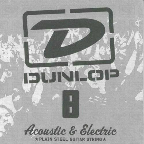 6 x Jim Dunlop DPS008 Single Plain Steel .008 Electric or Acoustic Guitar String