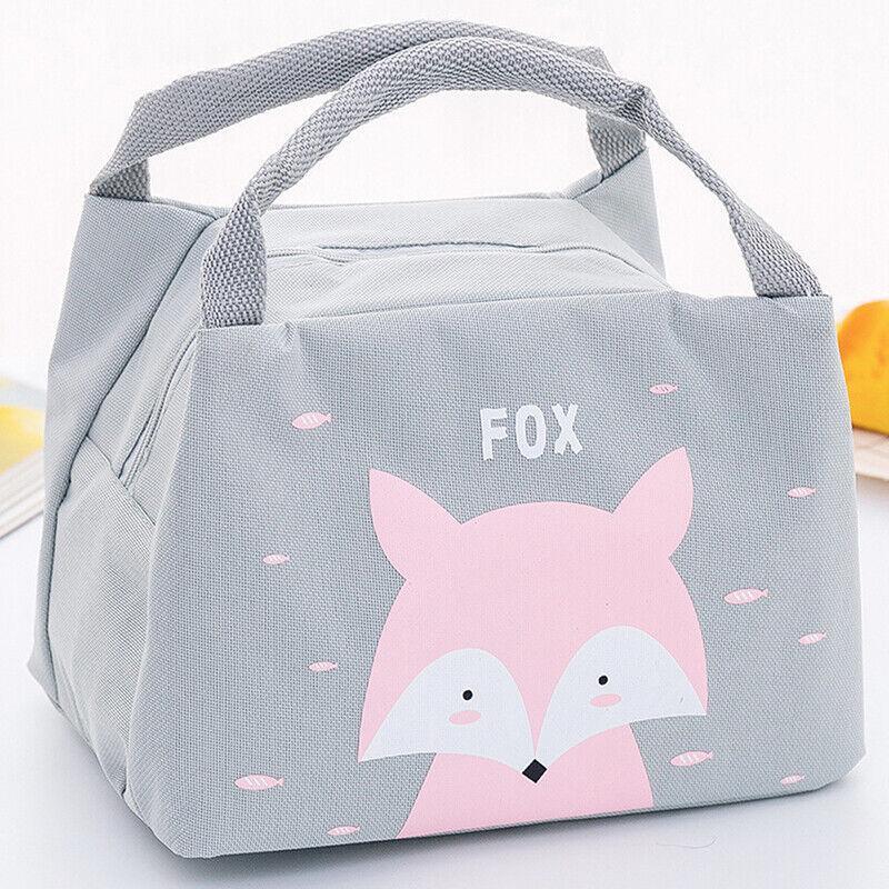 GoodGoods Adults Kids Cute Cartoon Print Meal Bag School Picnic Food Drinks Thermal Bags (Fox)