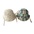 Kids Boy Girl 100% Cotton Bucket Reversible Hat UPF 50 Adjustable Sun Cap Unisex Beige