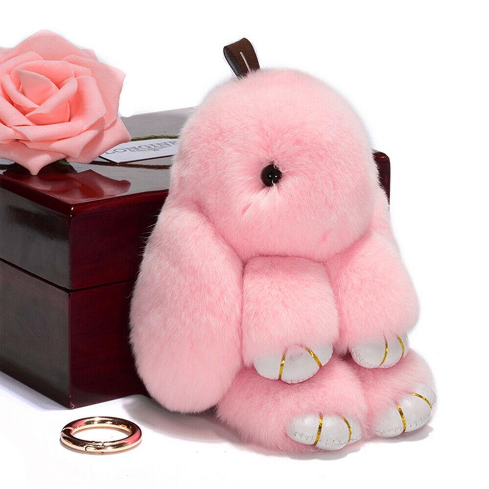 Adorable Rabbit Toy Keychain Fluffy Pendant Fur Bunny Keyring Plush Charm Bag