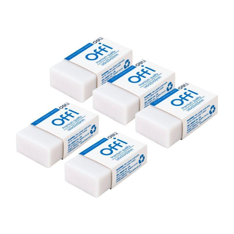 DELI White PVC Eraser 5 Packs