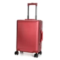 Swiss Aluminium Luggage Suitcase Lightweight with TSA locker 8 wheels 360 degree rolling Carry On HardCase SN7613A Red