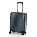 Swiss Aluminium Luggage Suitcase Lightweight with TSA locker 8 wheels 360 degree rolling Carry On HardCase SN7619A Blue