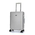 Swiss Aluminium Luggage Suitcase Lightweight with TSA locker 8 wheels 360 degree rolling Carry On HardCase SN7620A Silver