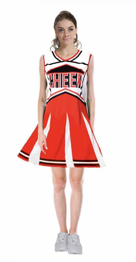 Womens Ladies Cheerleader Costume School Girl Outfit Dress up Cheer Leader Uniform - M/L (165-175cm Heights)