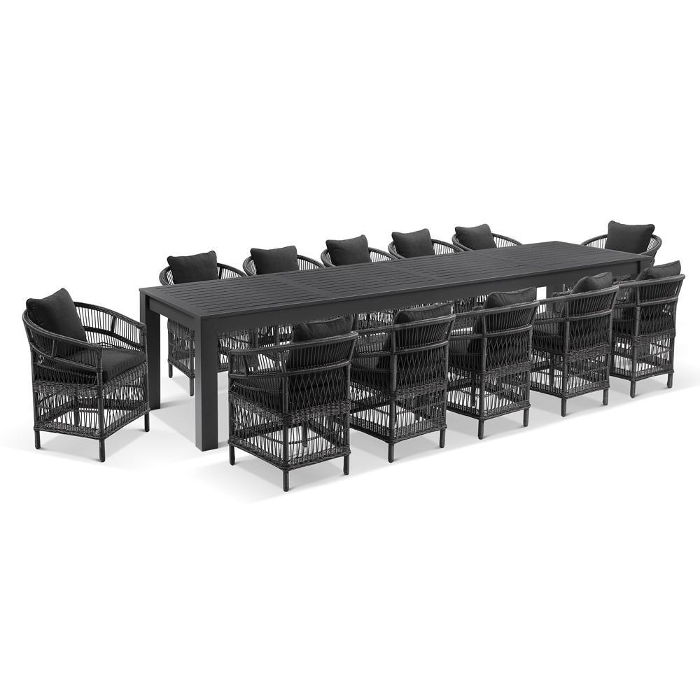 Santorini 3.55 Outdoor Rectangle Aluminium Dining Table With 12 Malawi Chairs - Outdoor Aluminium Dining Settings