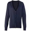 Premier Womens/Ladies Button Through Long Sleeve V-neck Knitted Cardigan (Navy) (22)