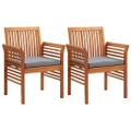 Garden Dining Chairs with Cushions 2 pcs Solid Acacia Wood vidaXL